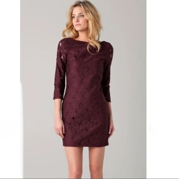 Diane Von Furstenberg | Dresses | Dvf Aubergine Lace Cocktail Dress